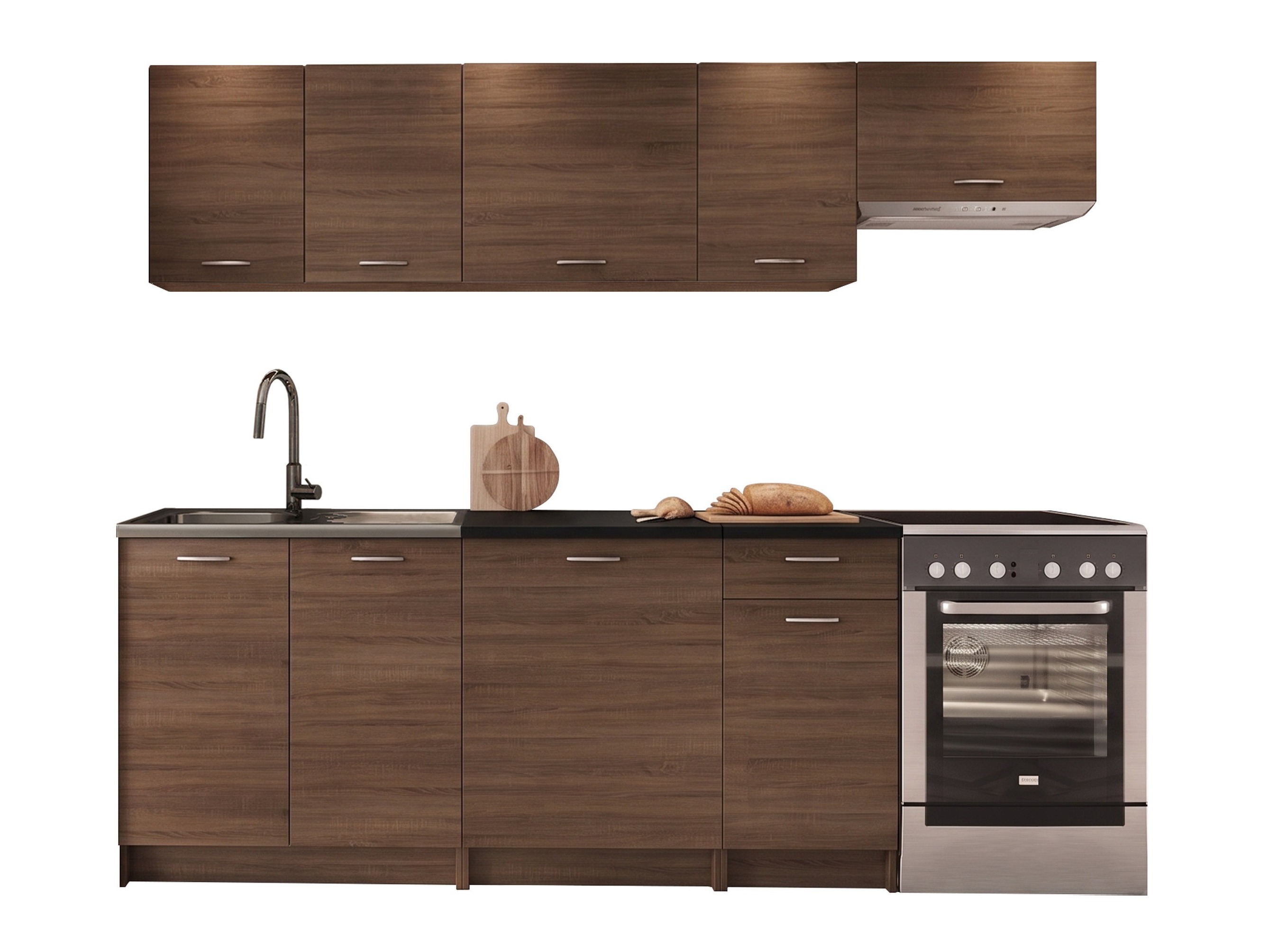 Set de bucătărie Ota II (Nuc + Negru)