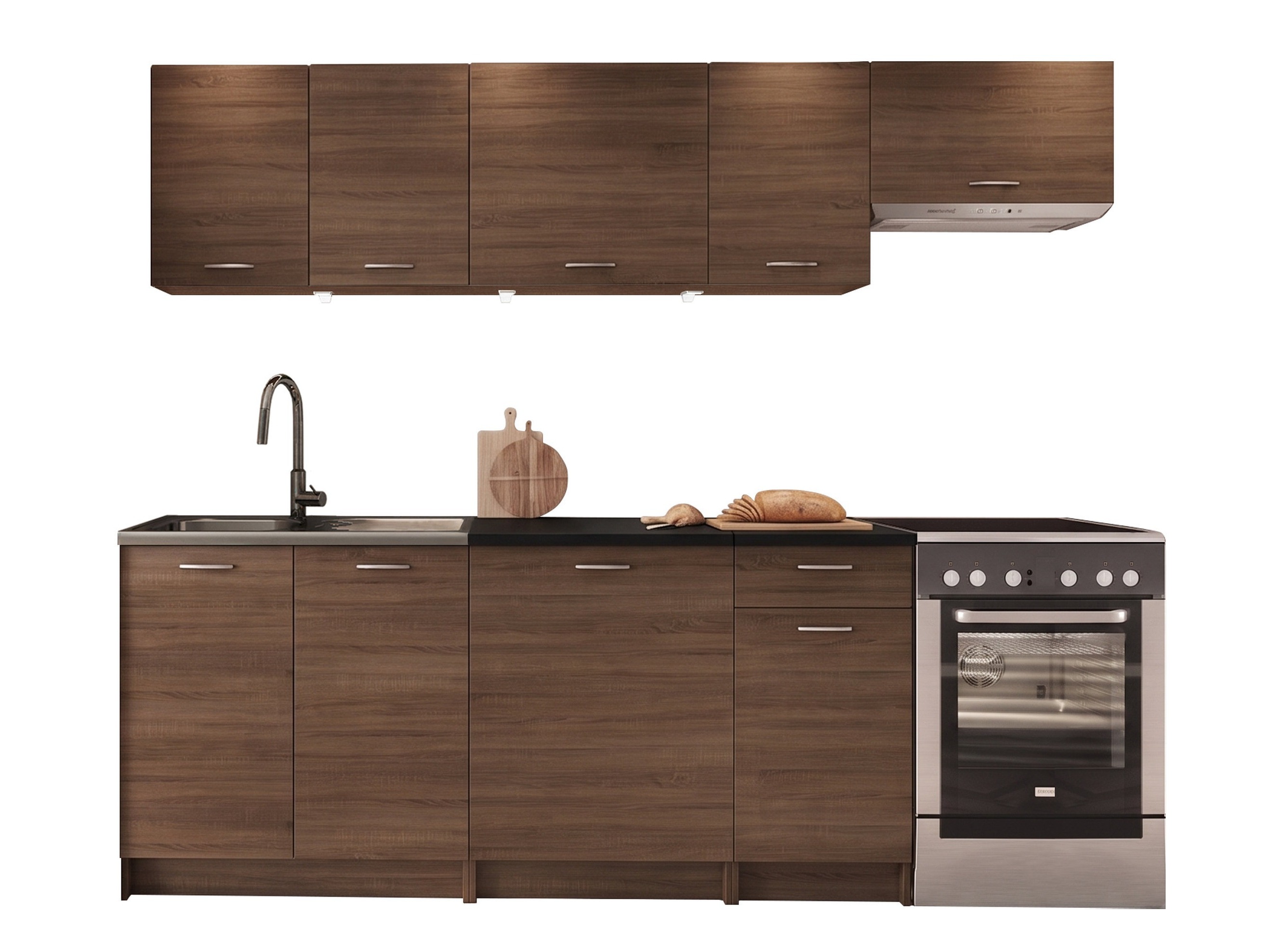 Set de bucătărie Ota II (Nuc + Negru)