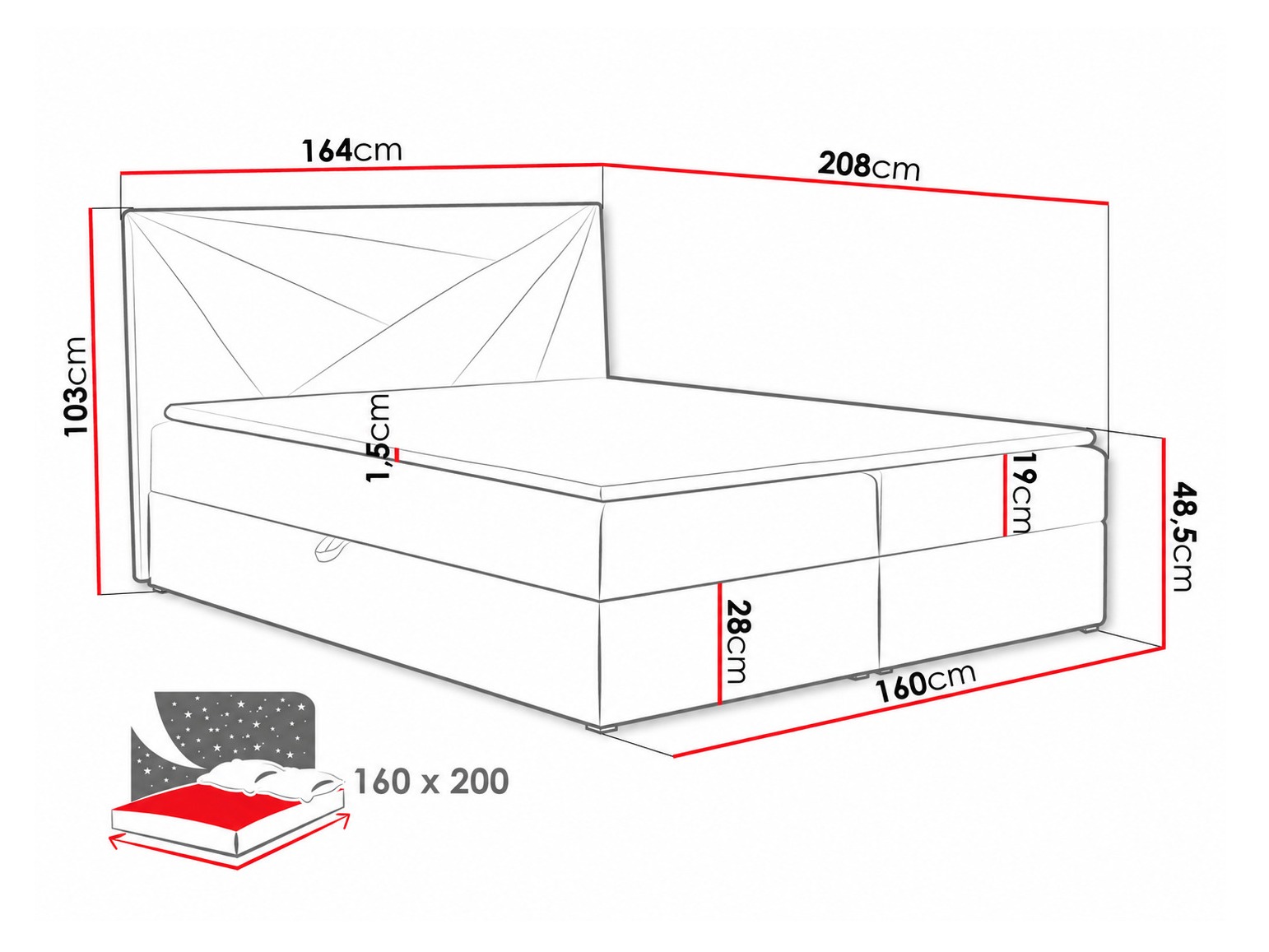 Pat boxspring Pons II (Kronos 02)
