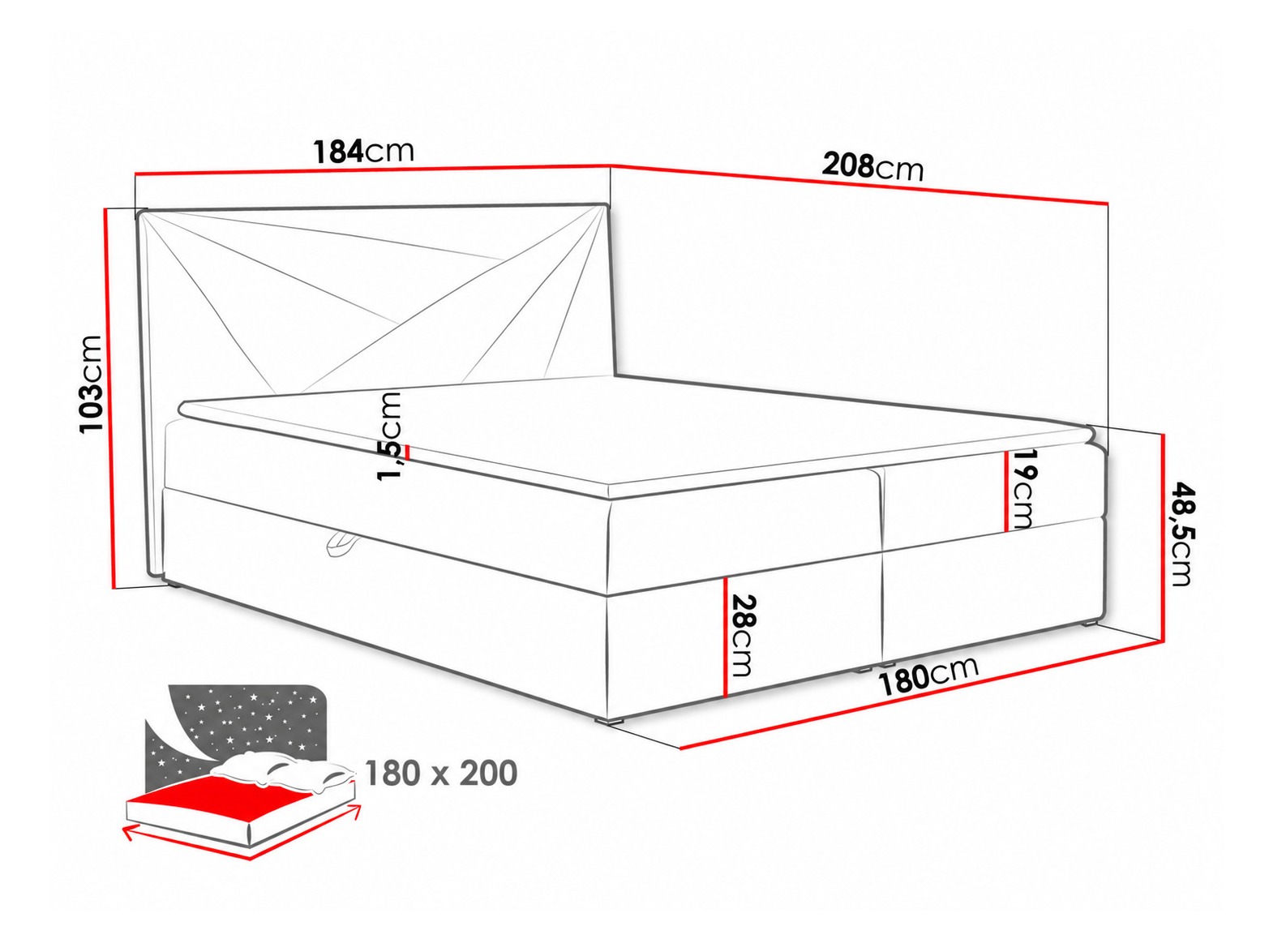 Pat boxspring Pons II (Kronos 02)