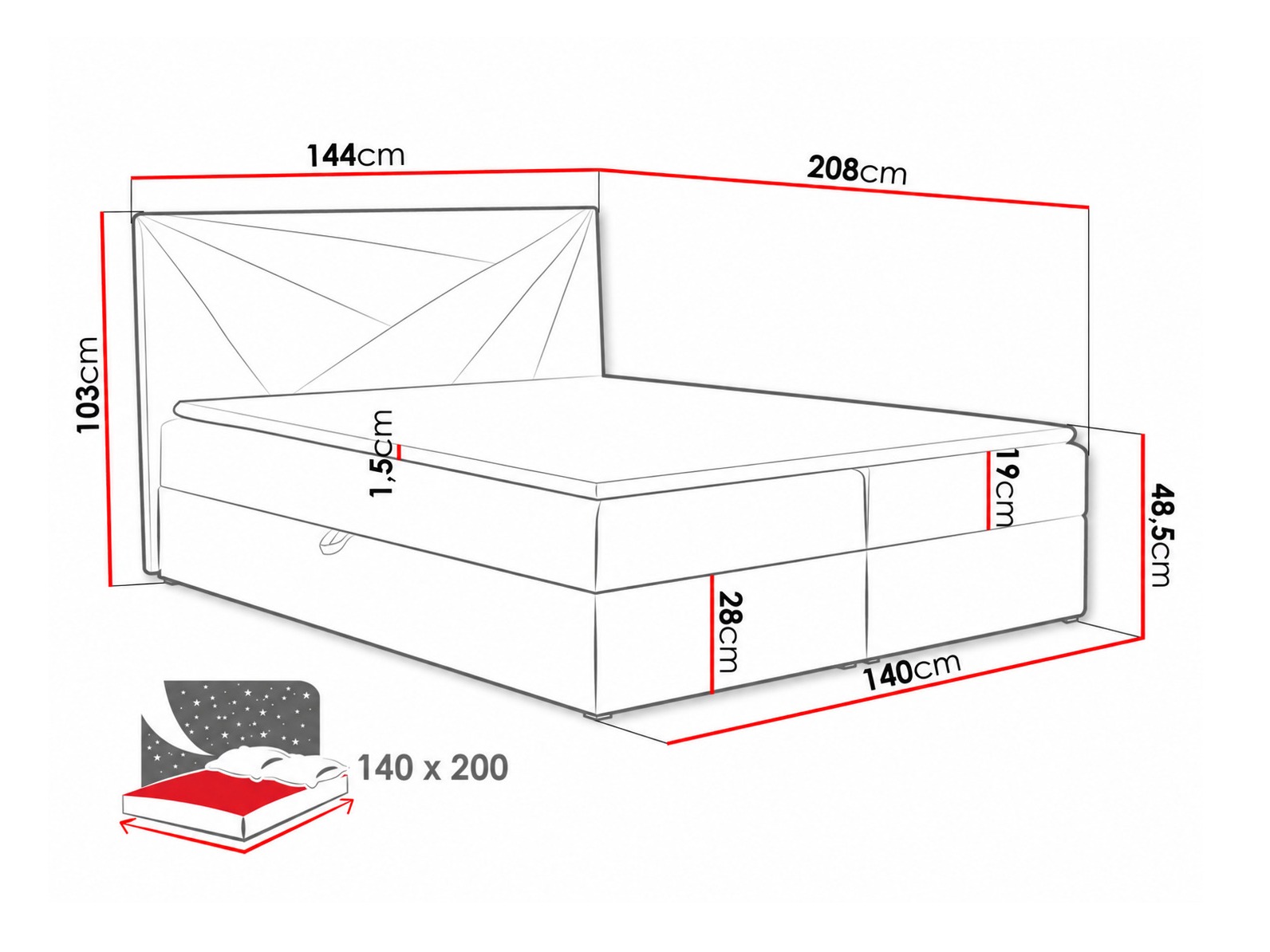 Pat boxspring Pons II (Kronos 15)