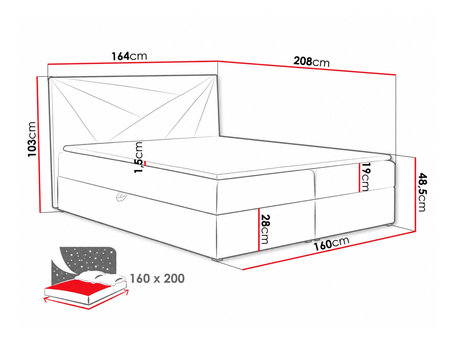 Pat boxspring Pons II (Kronos 15)
