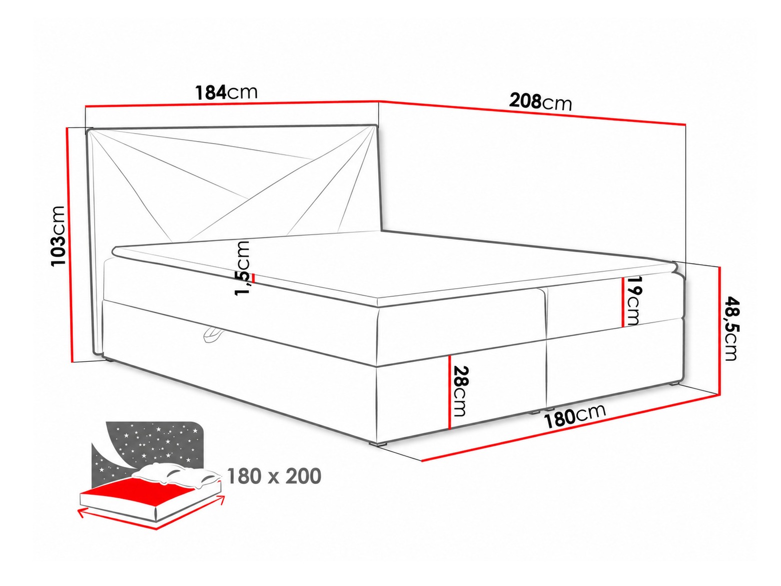 Pat boxspring Pons II (Kronos 15)