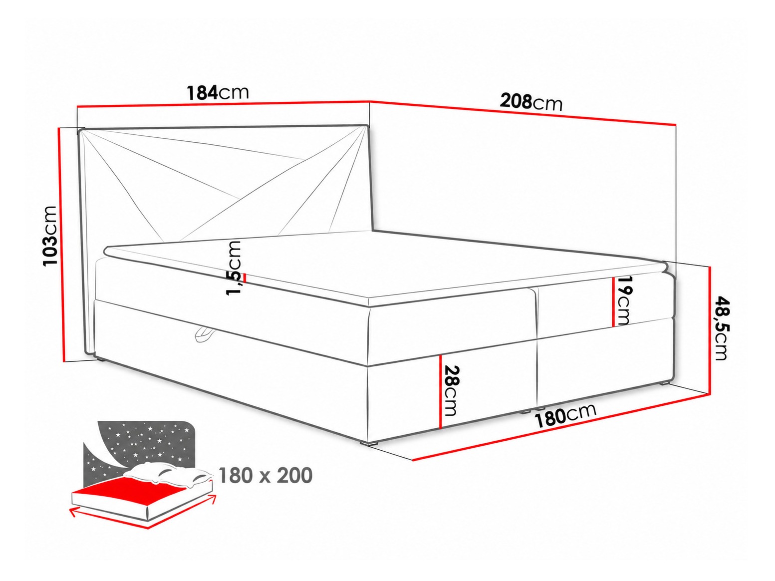 Pat boxspring Pons II (Kronos 27)