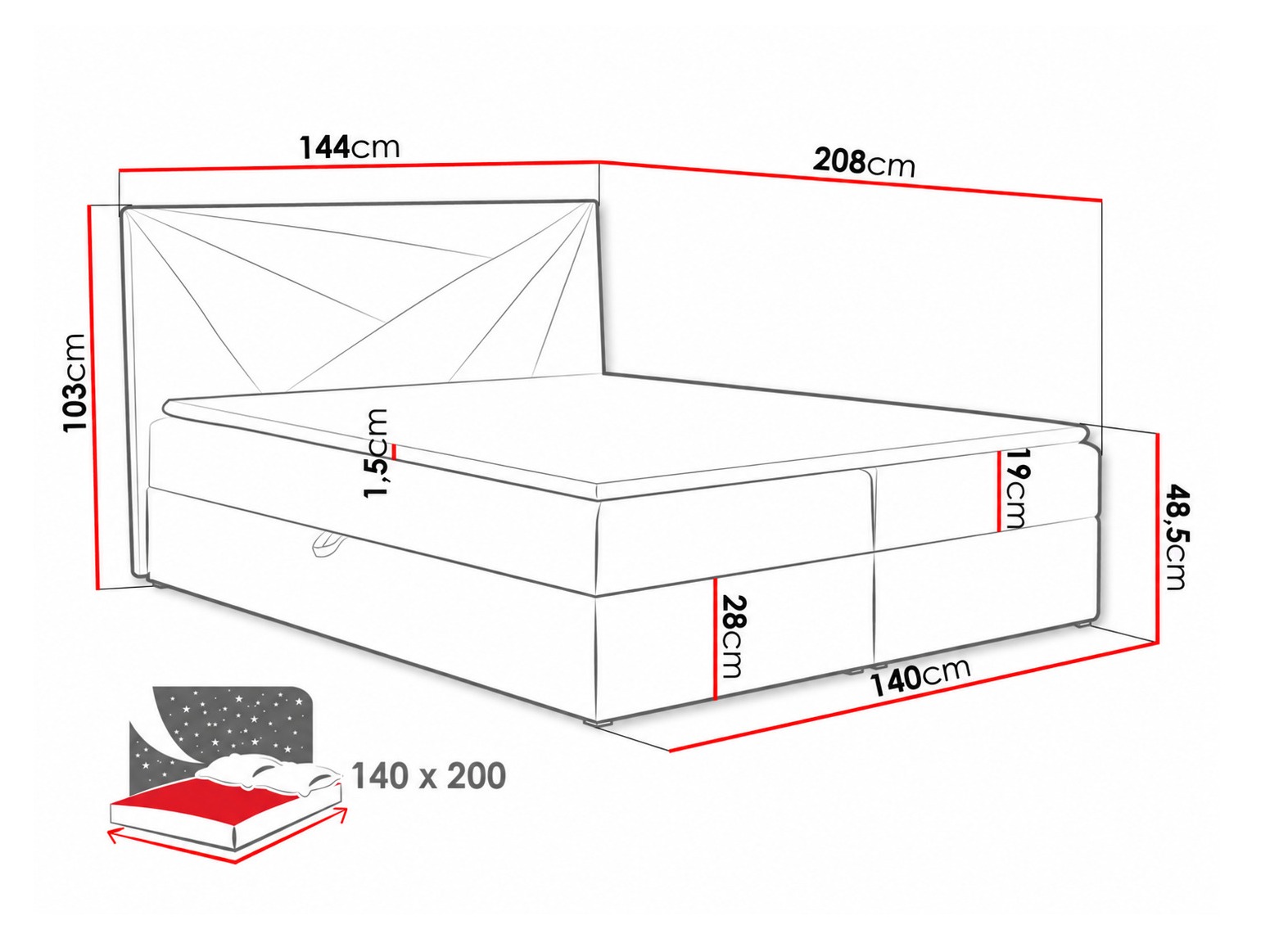 Pat boxspring Pons II (Paros 2)