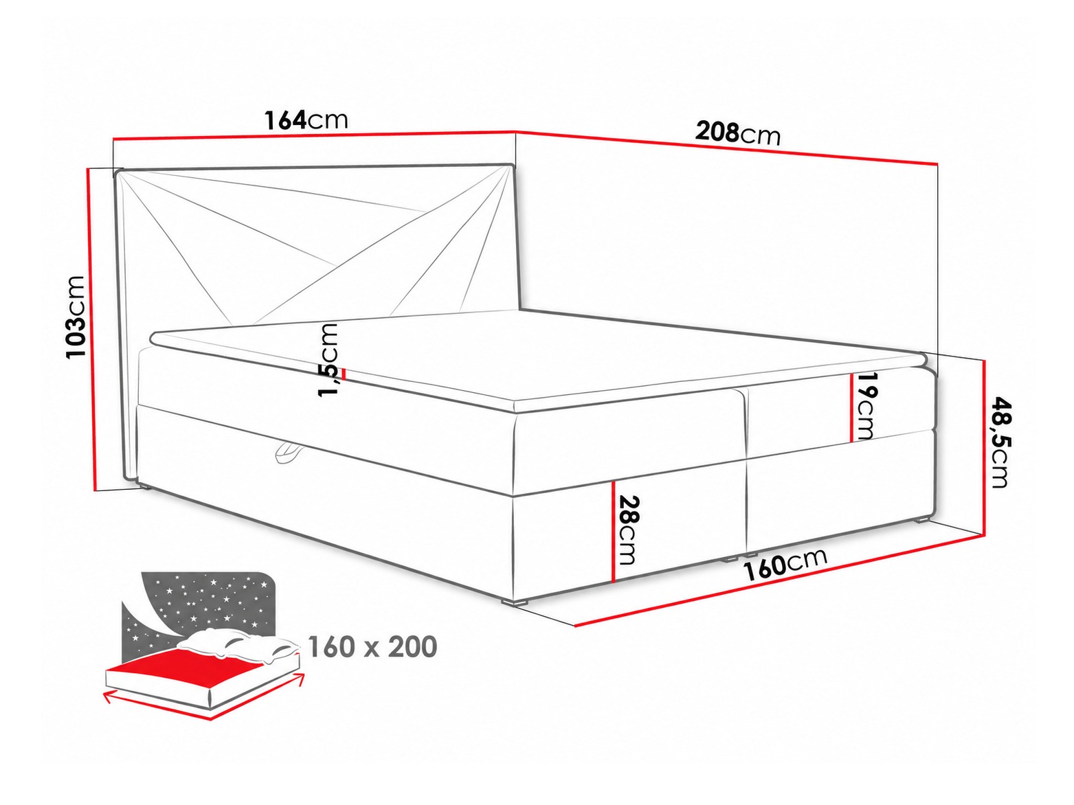 Pat boxspring Pons II (Paros 2)