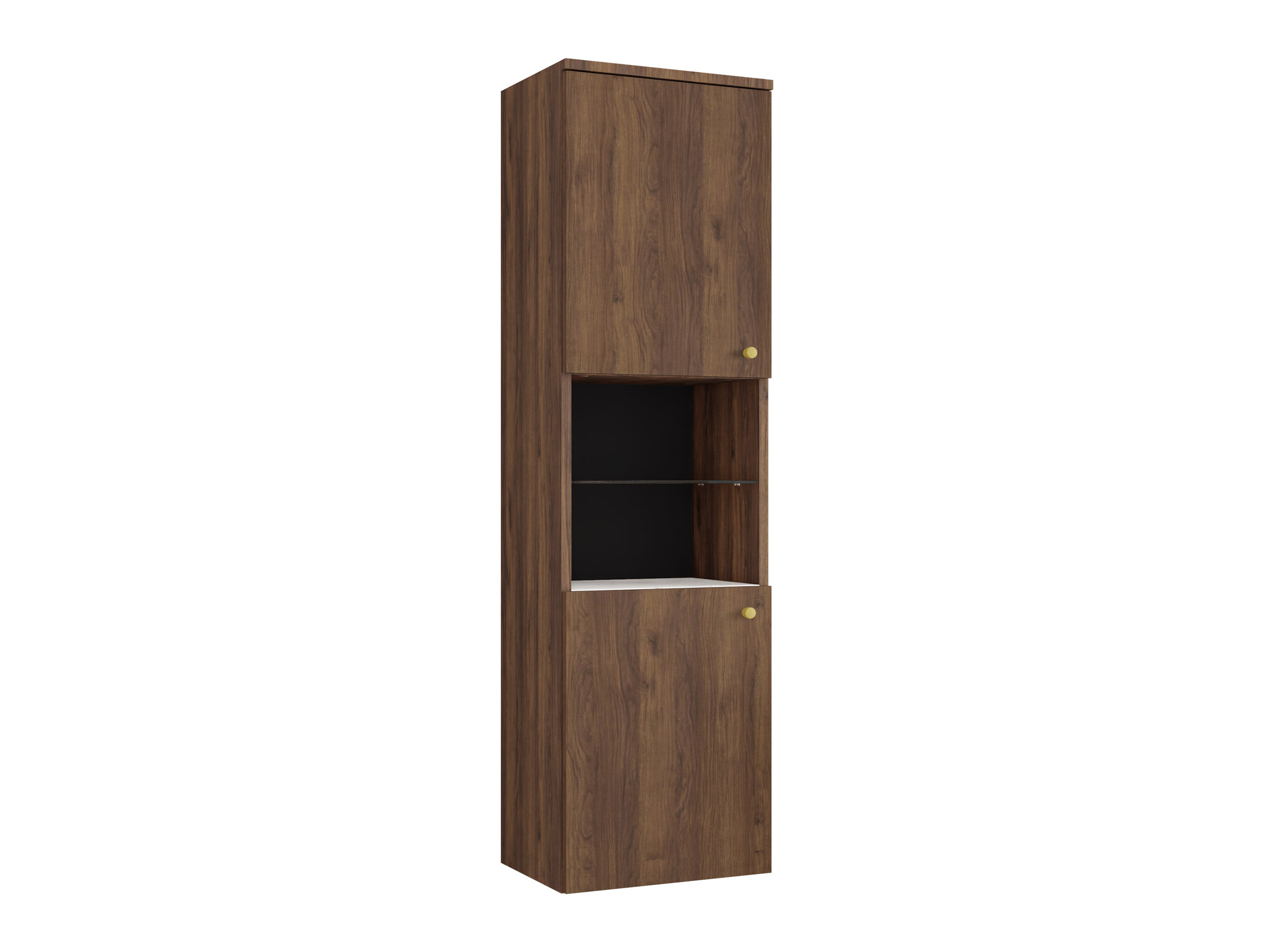 Cabinet de baie suspendat Salus (Nuc + Marmură albă)