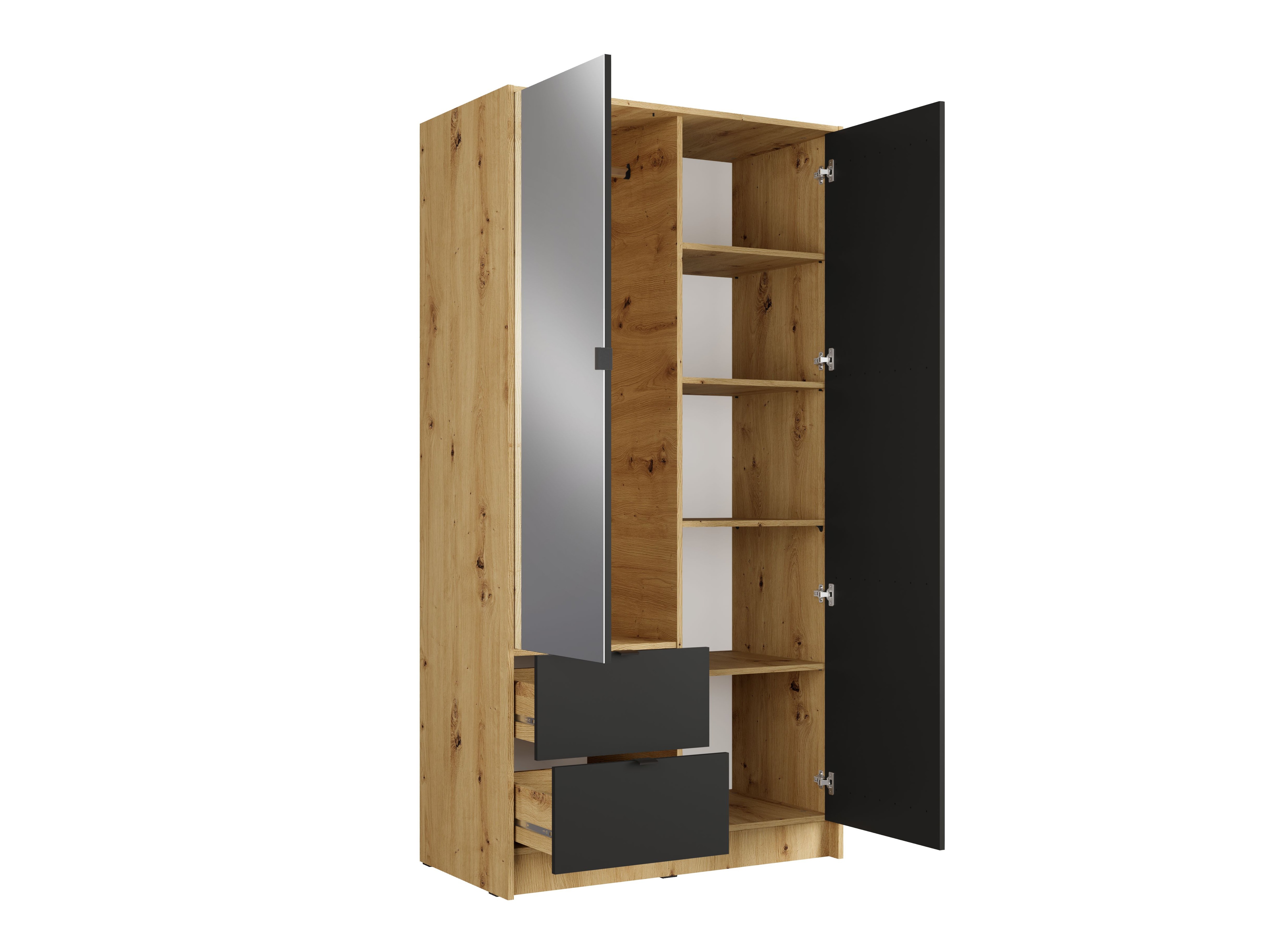 Dulap Baytown 217 (Stejar artizan + Negru)