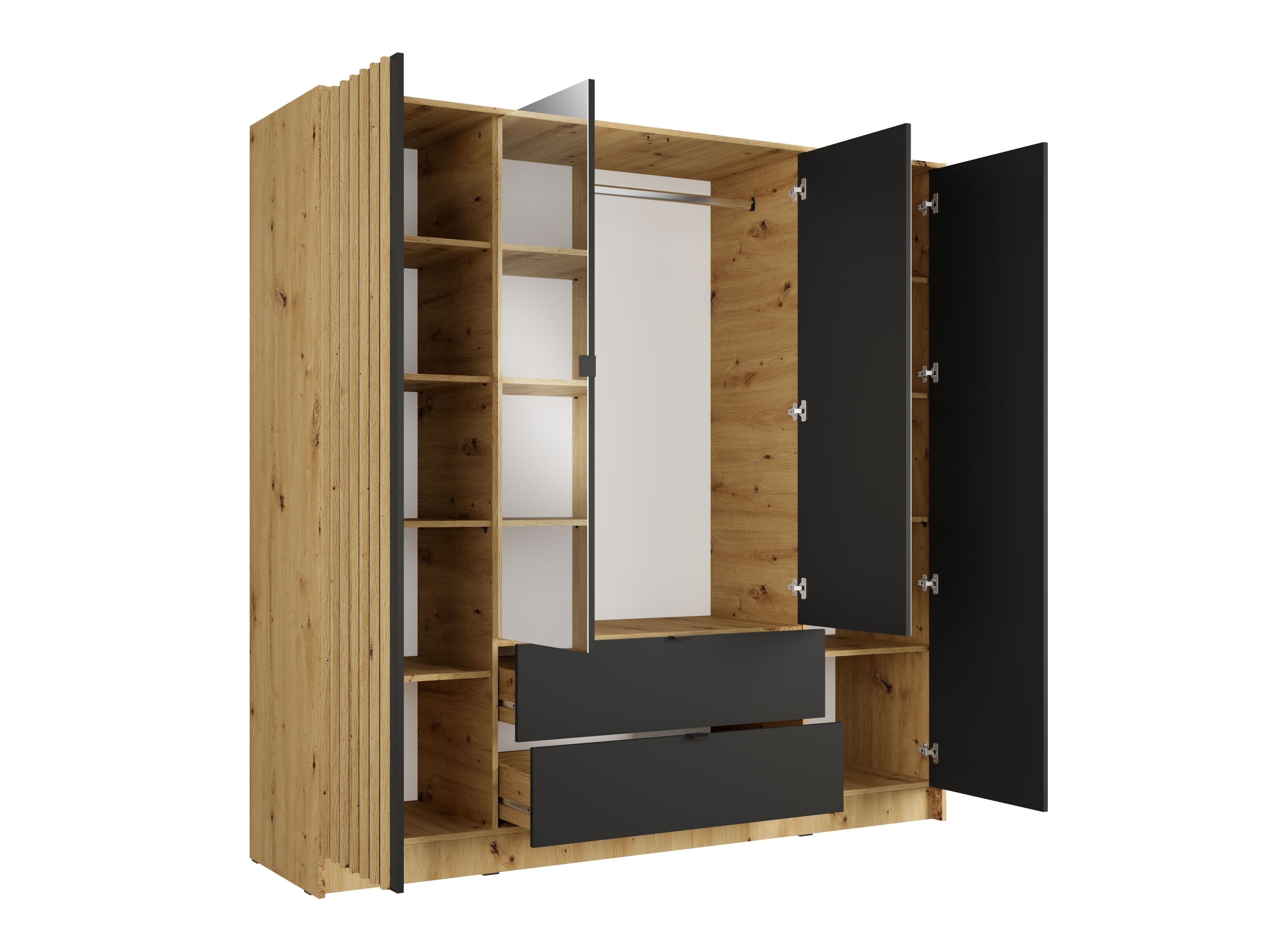 Dulap Baytown 219 (Stejar artizan + Negru)