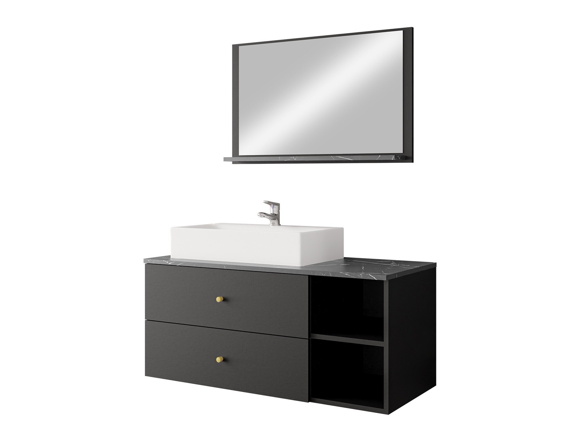 Set baie Salus I (Negru + Marmură neagră)