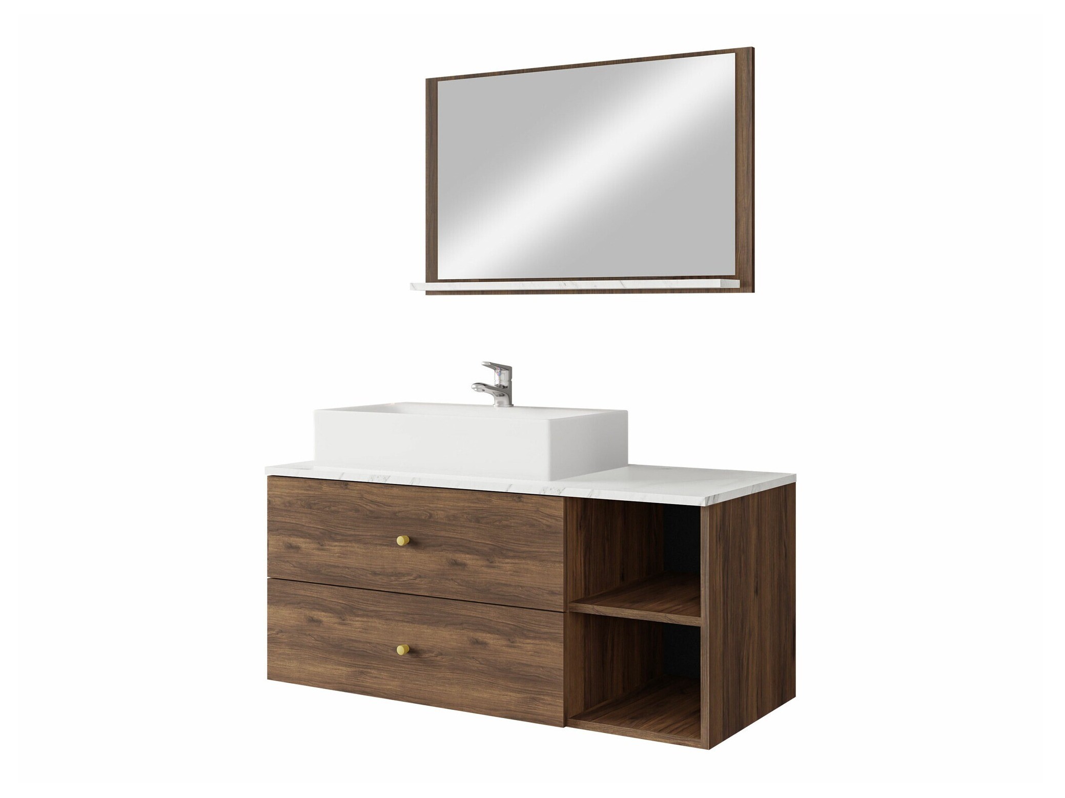 Set baie Salus I (Nuc + Marmură albă)