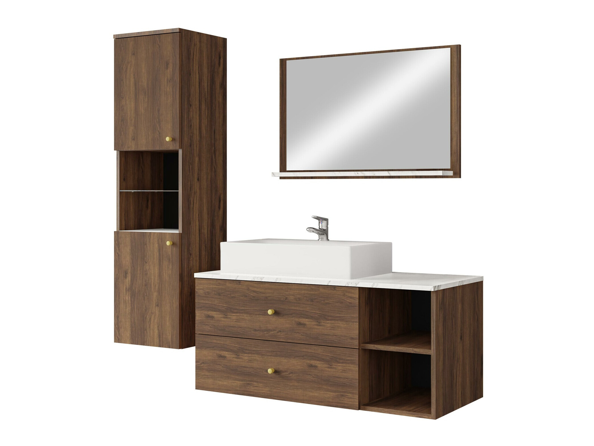Set baie Salus II (Nuc + Marmură albă)