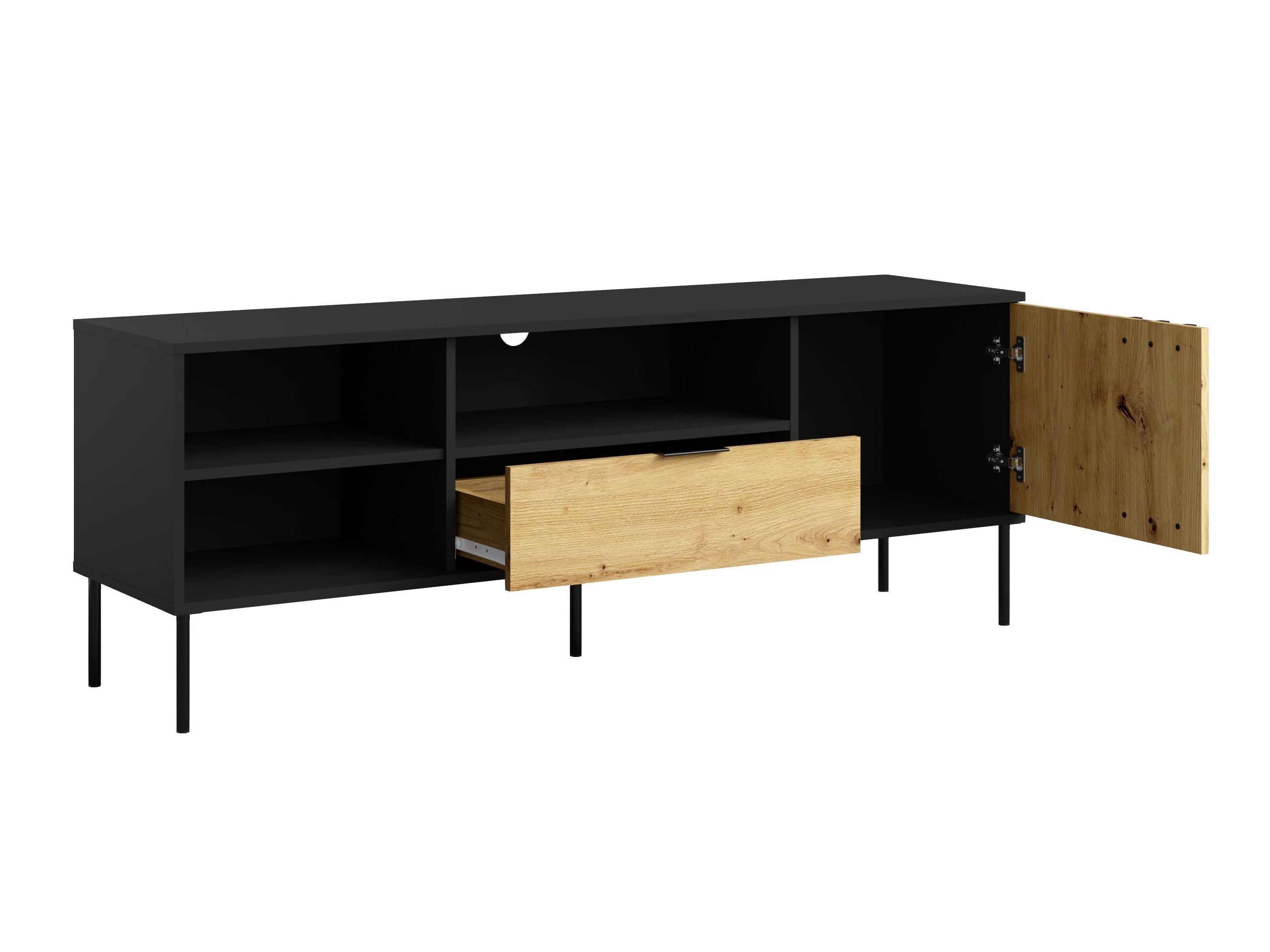 Set de living Tivreme 106 (Negru + Stejar artizan)