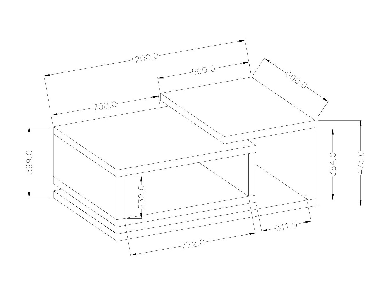 Măsuță de cafea Lutiva 104 (Alb + Beton)