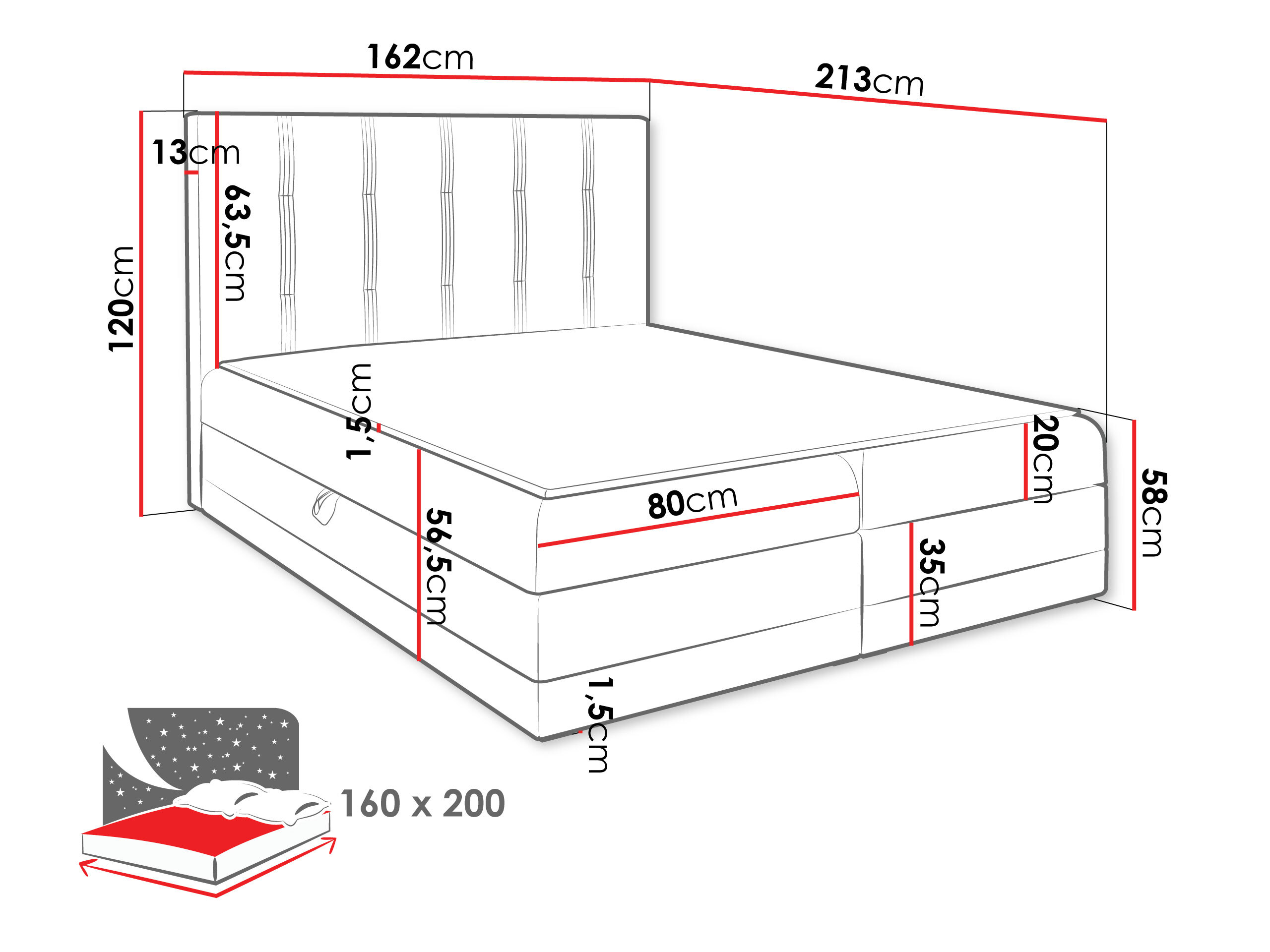 Pat boxspring Villa (Kameleon 92 + Kameleon 84)