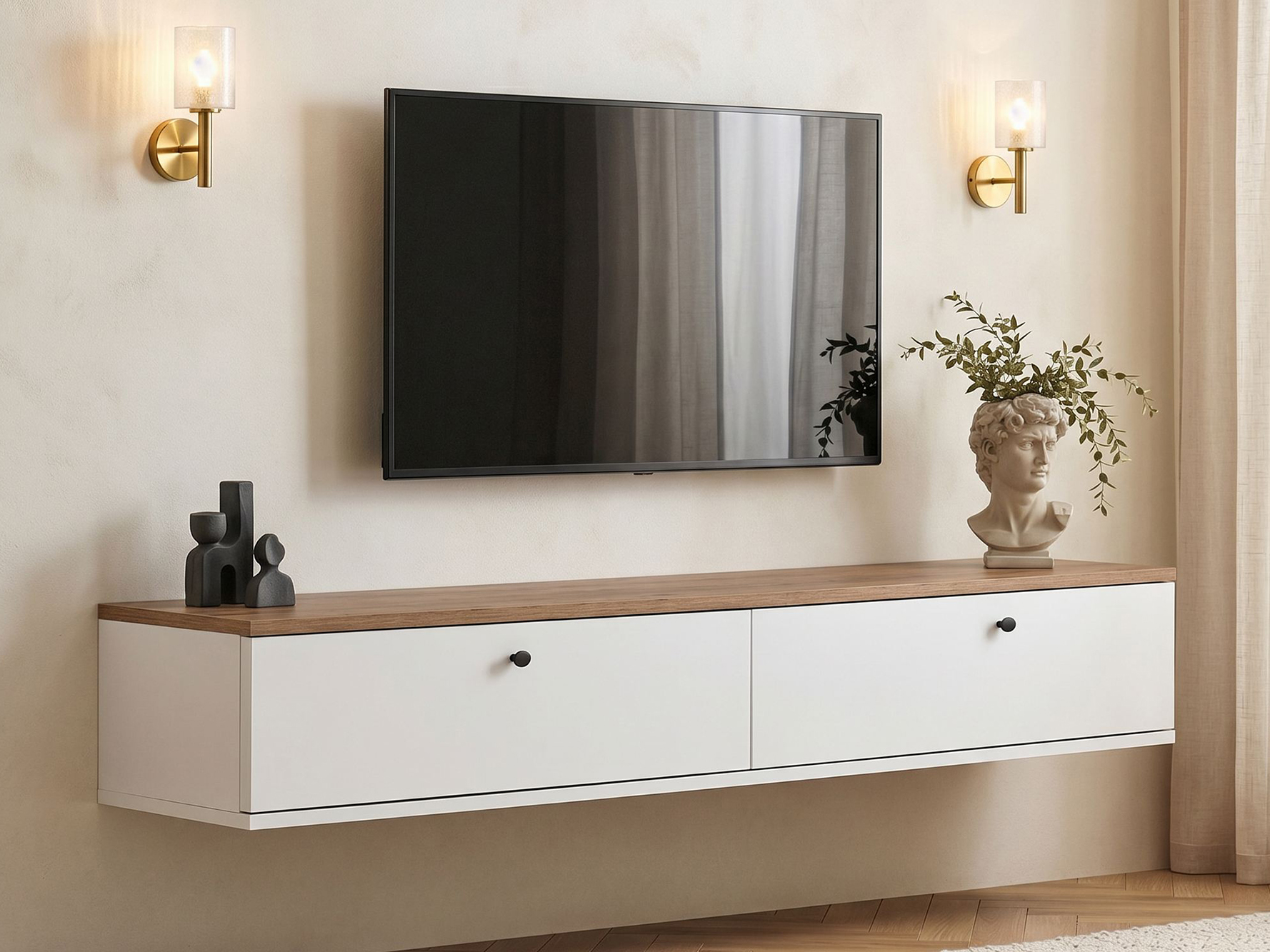 Comodă TV Novato 173 (Alb + Pin)
