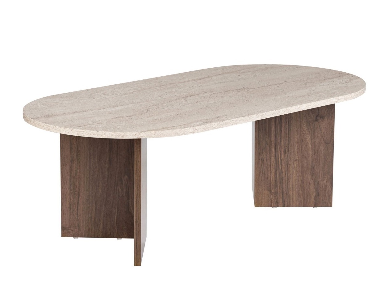 Măsuță de cafea Novato 111 (Deschis Travertine + Nuc)