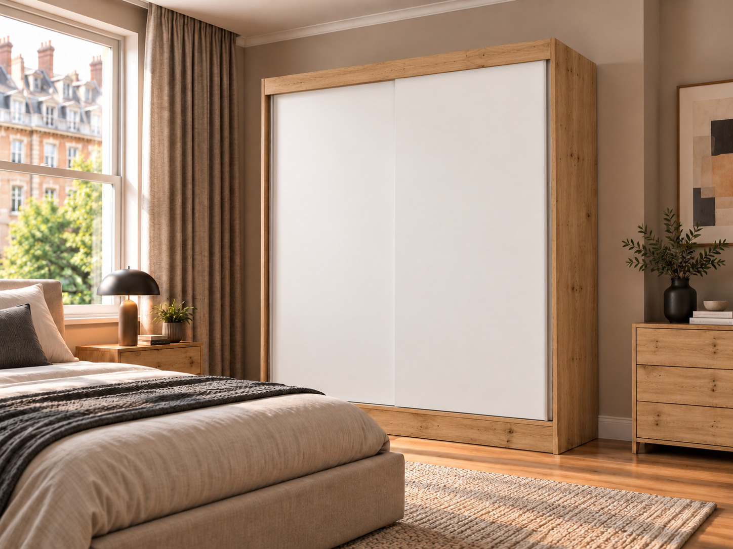 Dulap Mandeville 167 (Stejar artizan + Alb)