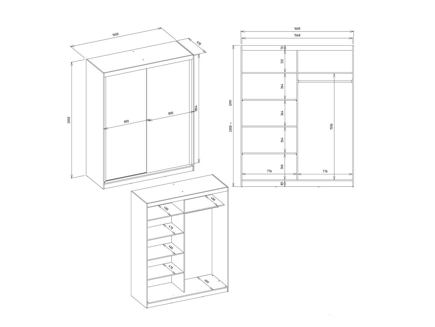 Dulap Mandeville 167 (Stejar artizan + Antracit)