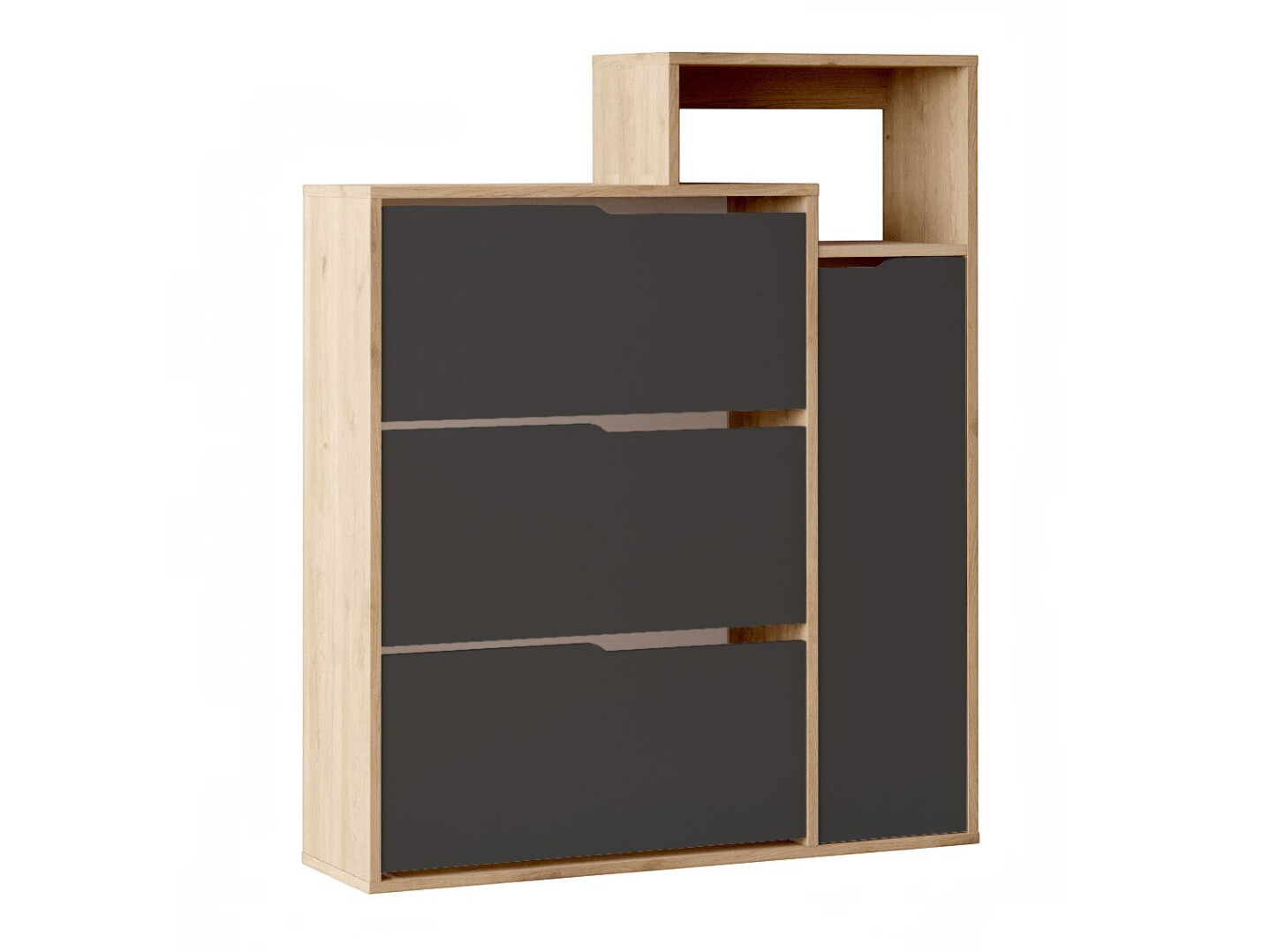 Dulap pentru pantofi Kailua 2847 (Antracit + Stejar)