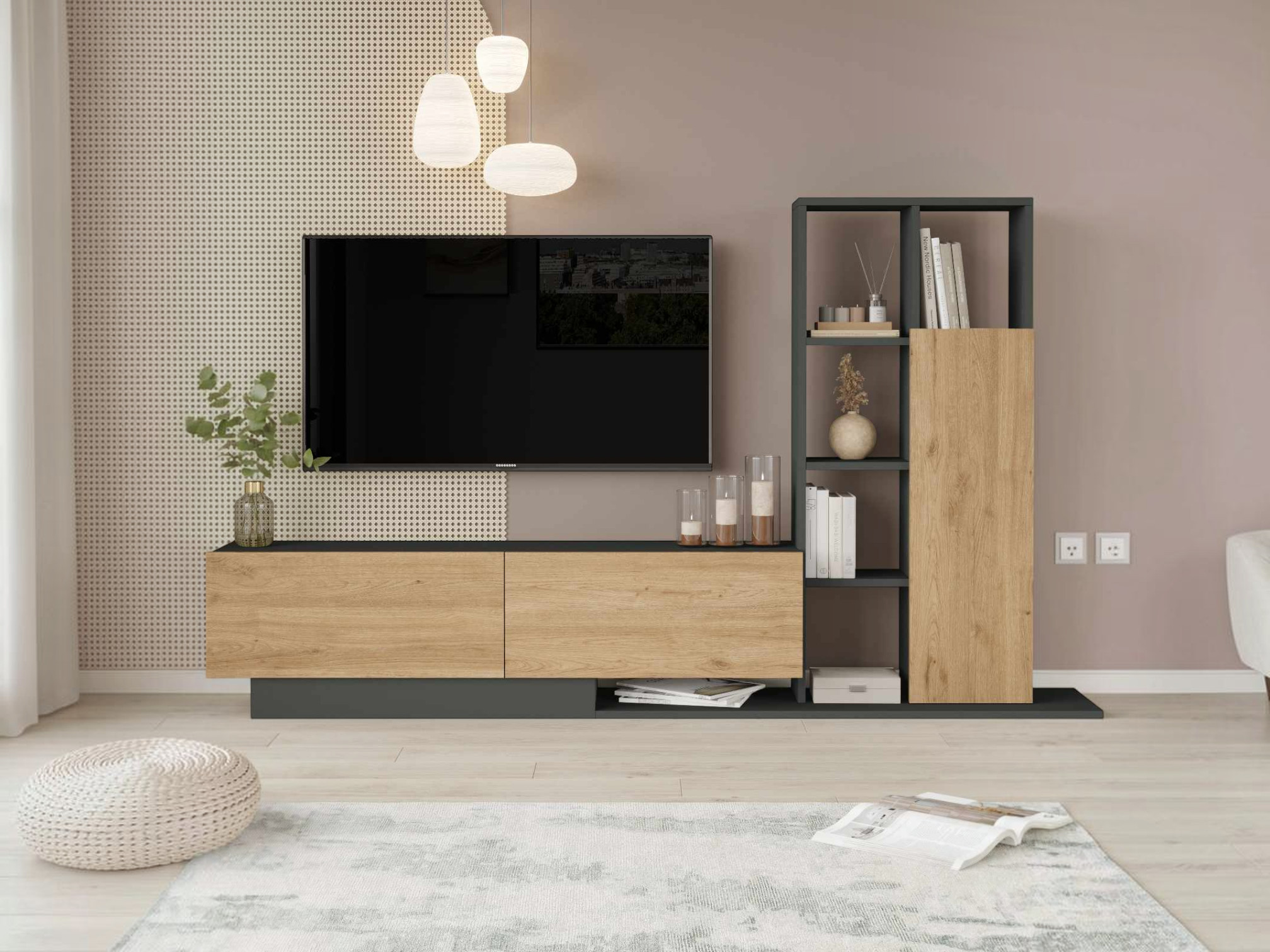 Set de living Kailua 2850 (Maro deschis + Antracit)