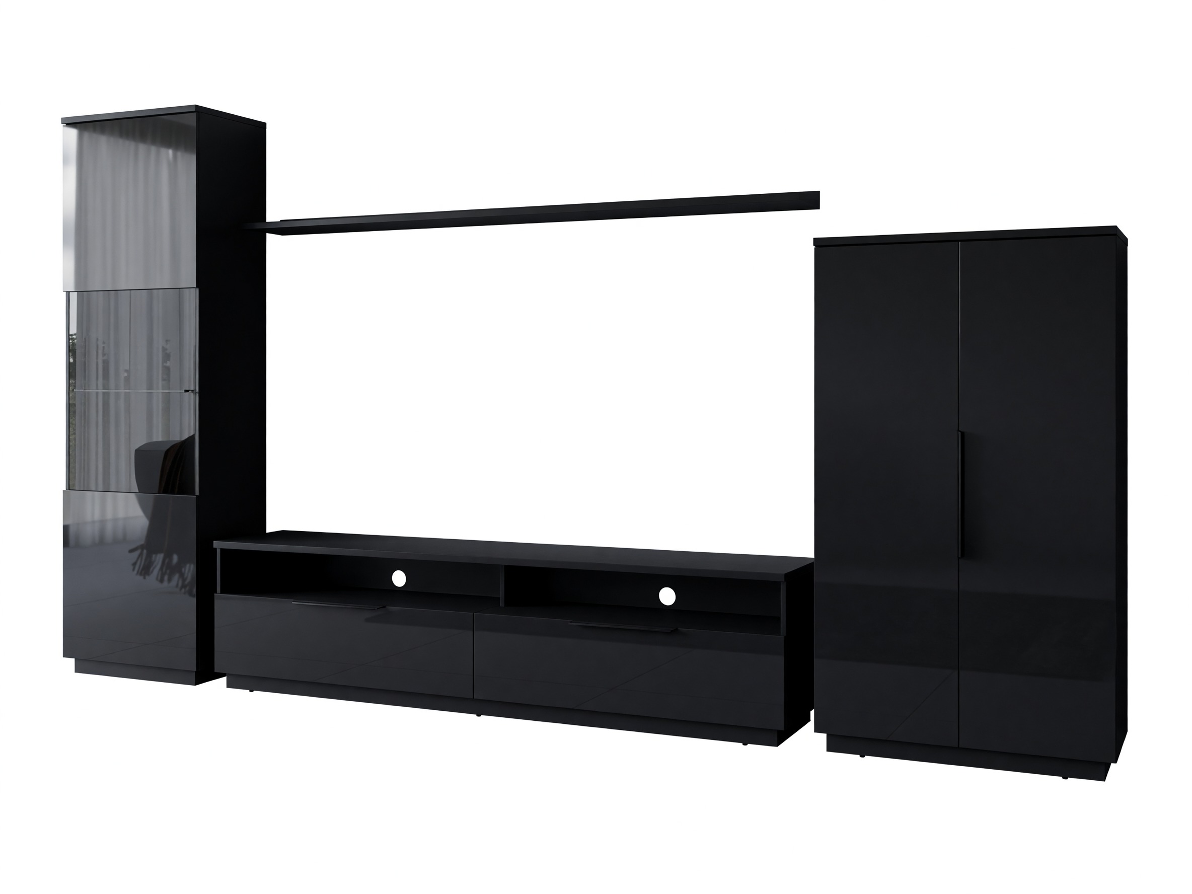 Set de living Talevaro 106 (Negru + Negru lucios)