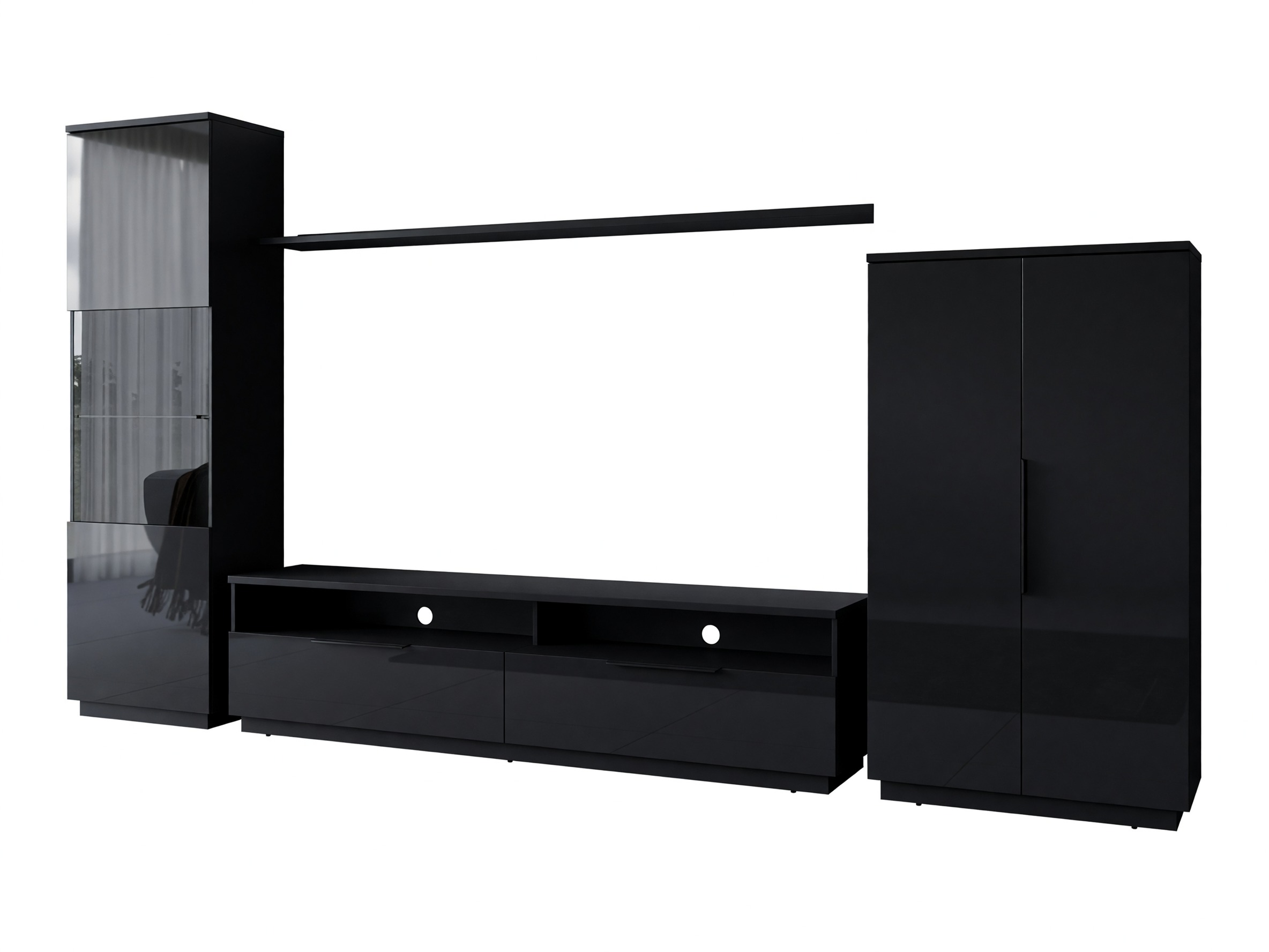 Set de living Talevaro 106 (Negru + Negru lucios)