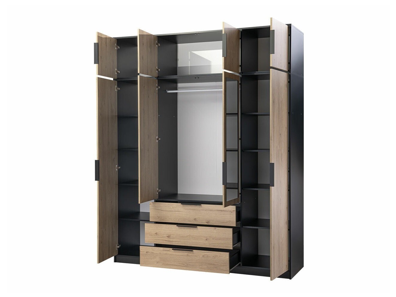 Dulap Ophdome 114 (Stejar închis + Negru)