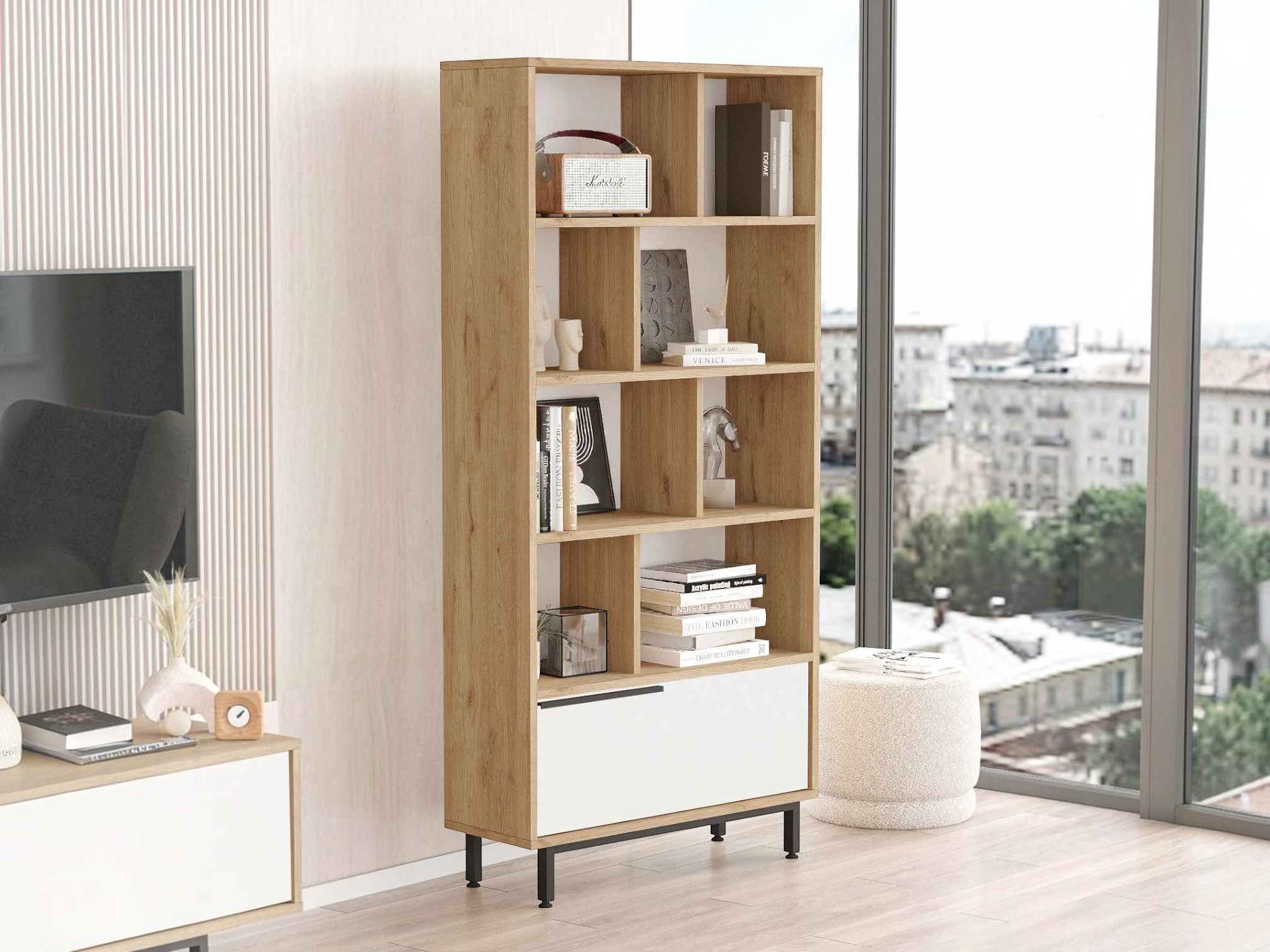 Raft Fertore 100 (Stejar + Alb)