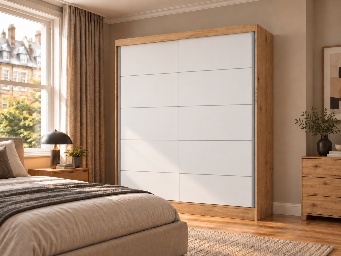 Dulap Mandeville 177 (Stejar artizan + Alb)