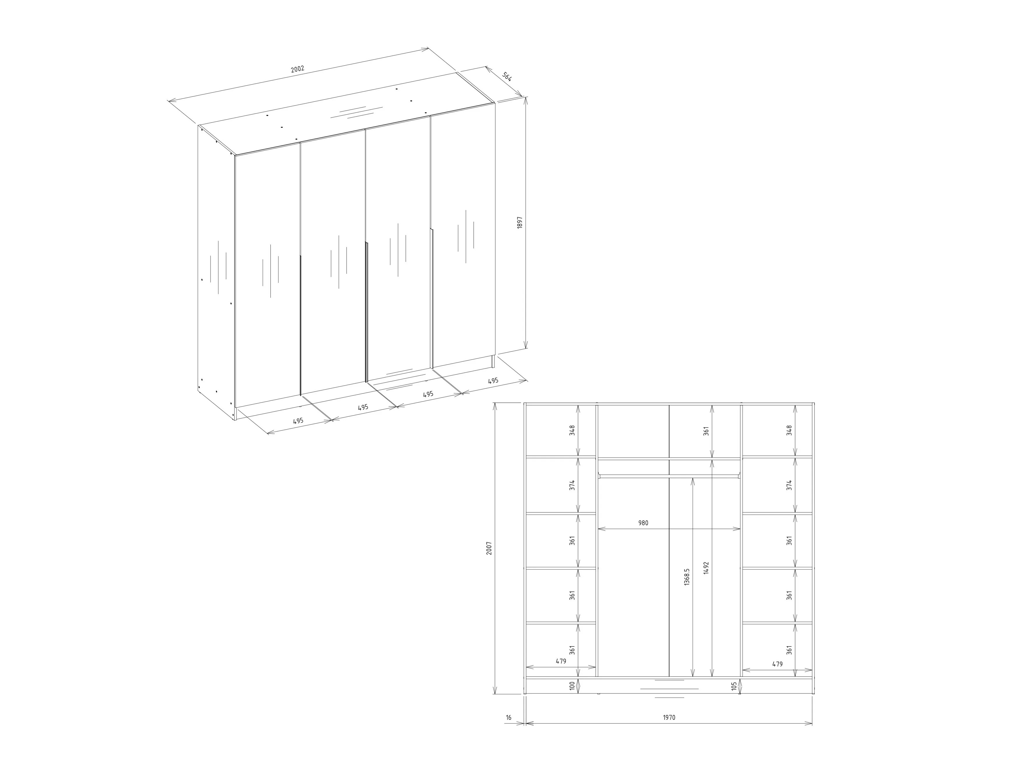 Dulap Mandeville 400 (Alb + Negru)