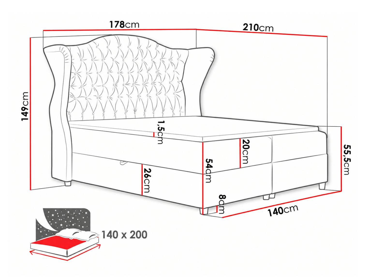 Pat boxspring Poeta (Kronos 29)