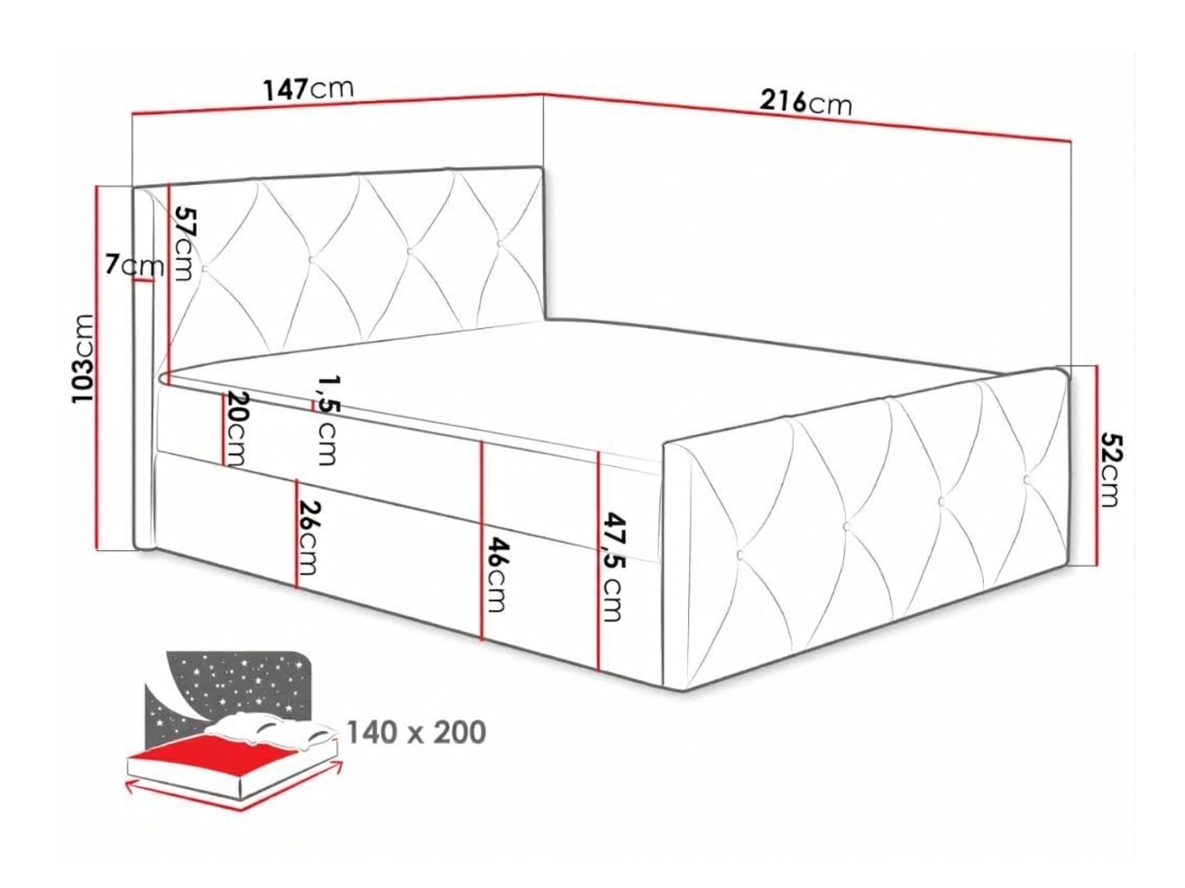 Pat boxspring Litus I (Zetta 304)