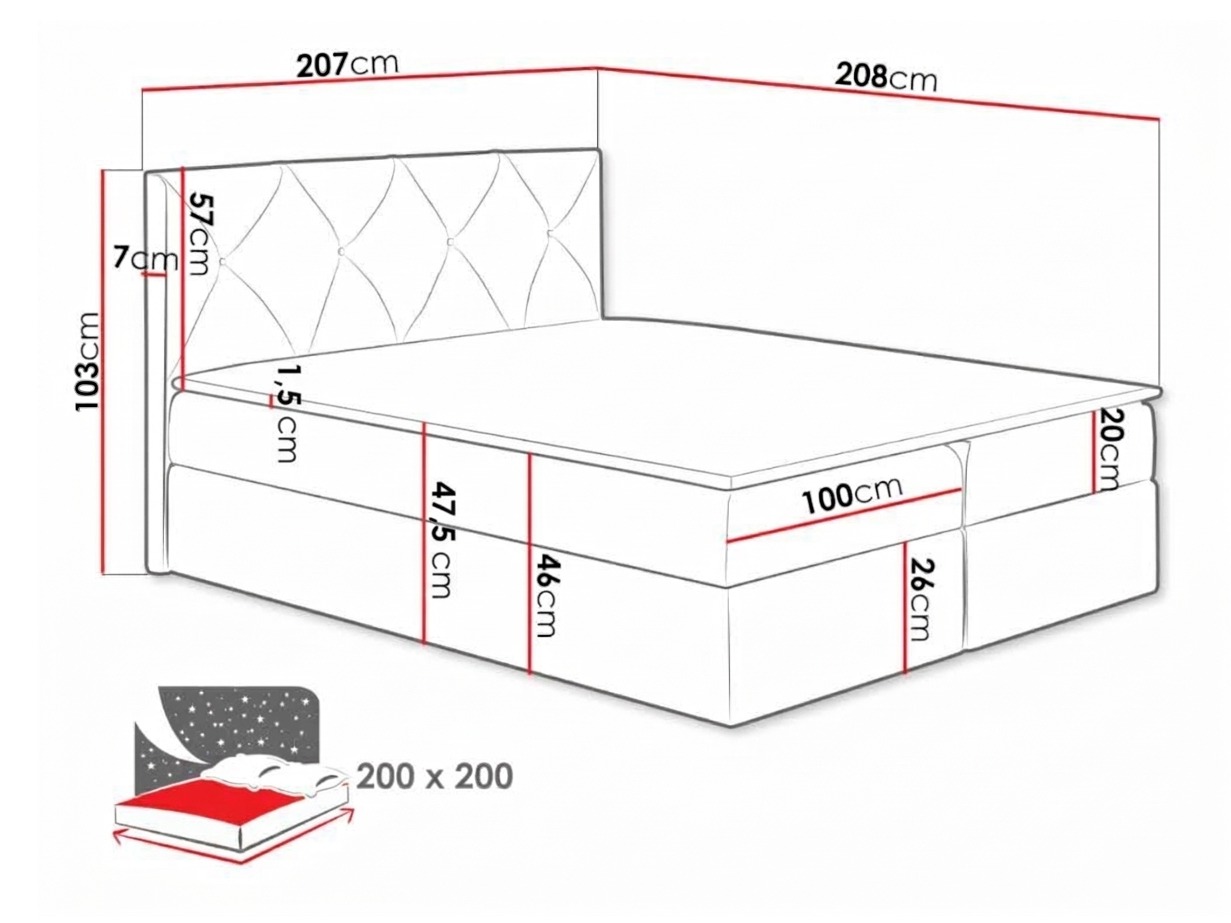 Pat boxspring Litus (Mono 244)