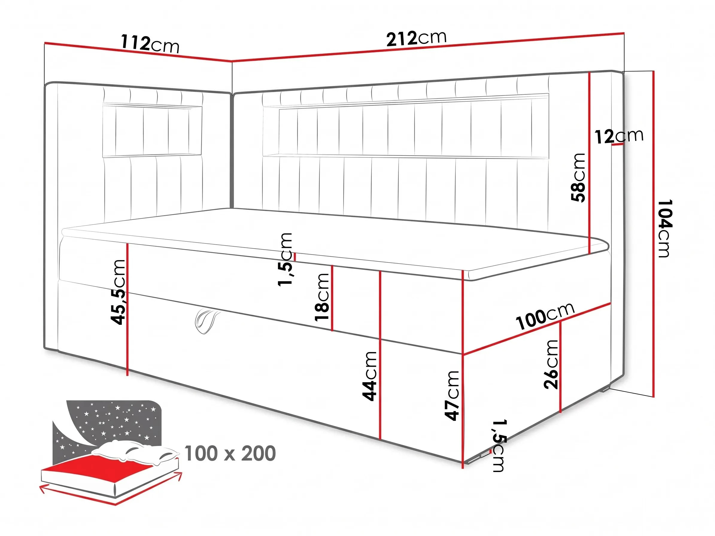Pat boxspring Lucus VIII (Soft 017 + Fresh 12)
