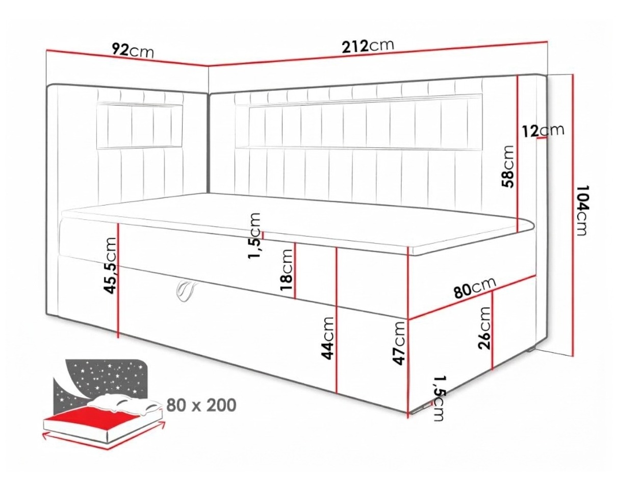 Pat boxspring Lucus VIII (Soft 017 + Fresh 1)