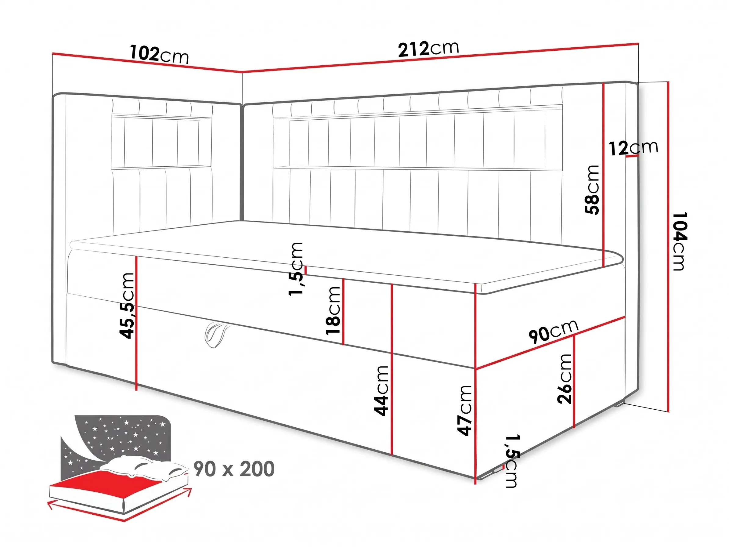 Pat boxspring Lucus VIII (Soft 017 + Fresh 1)