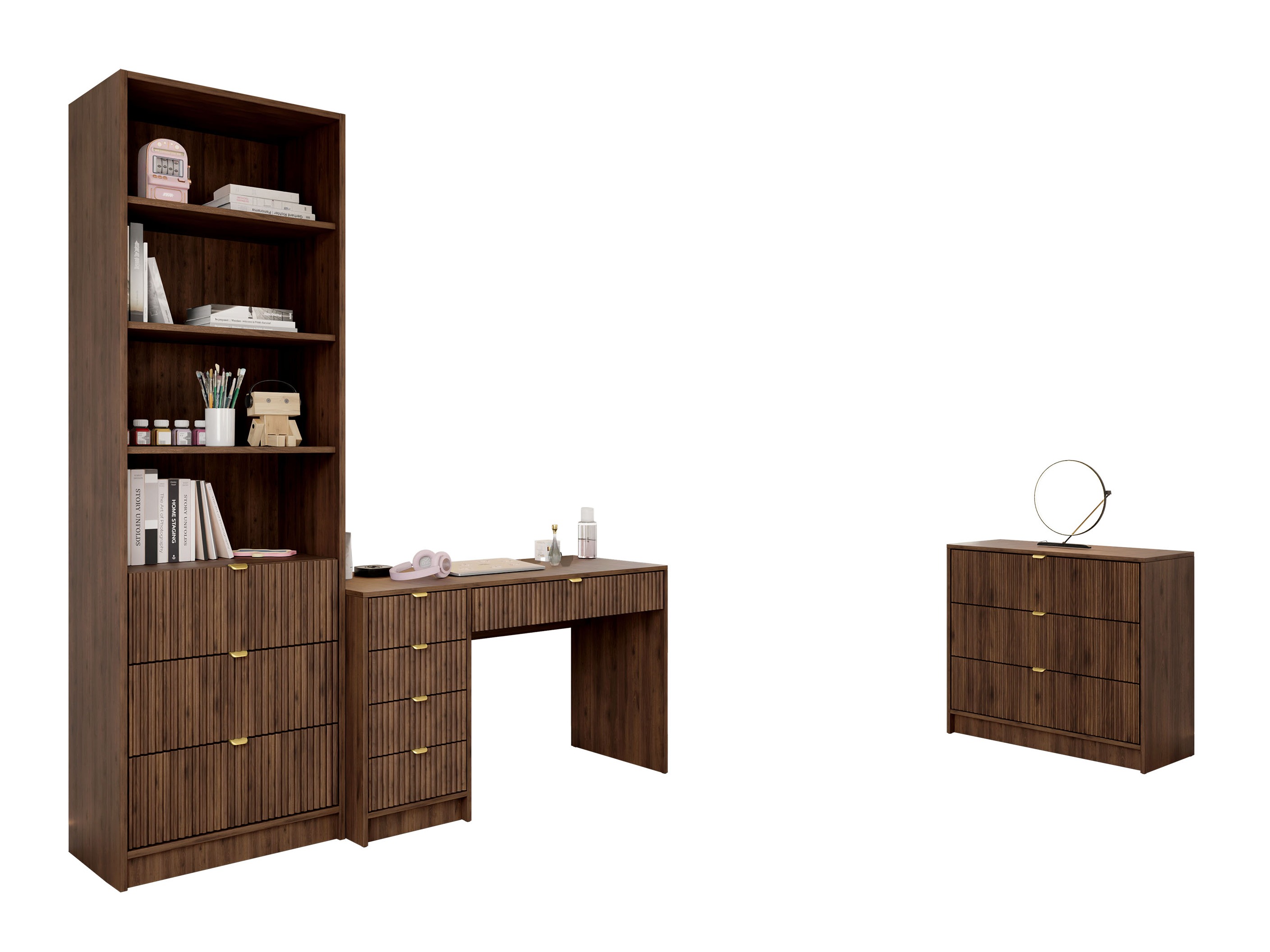 Set birou acasă Comfivo Papilio V (Nuc)