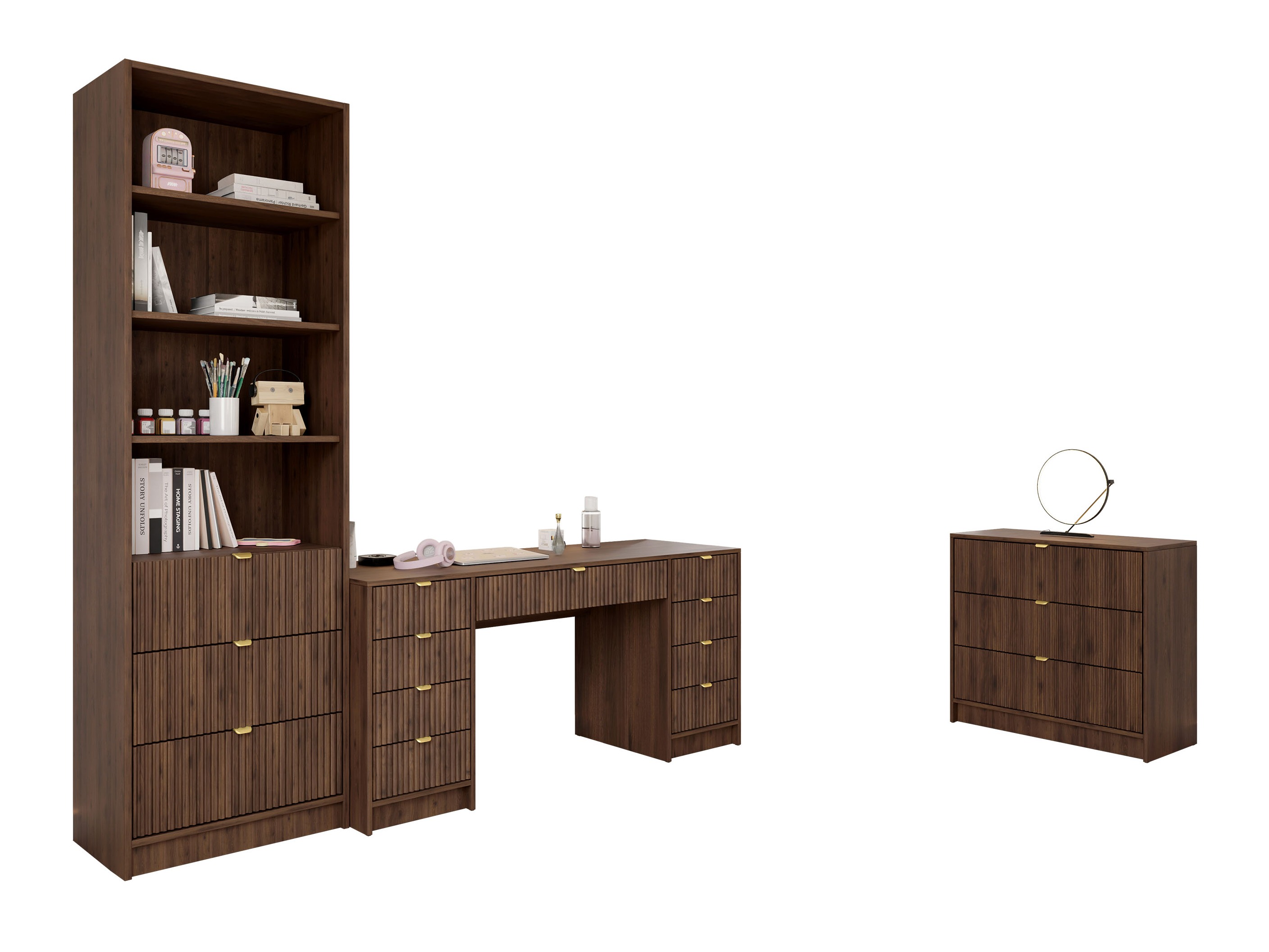 Set birou acasă Comfivo Papilio VI (Nuc)