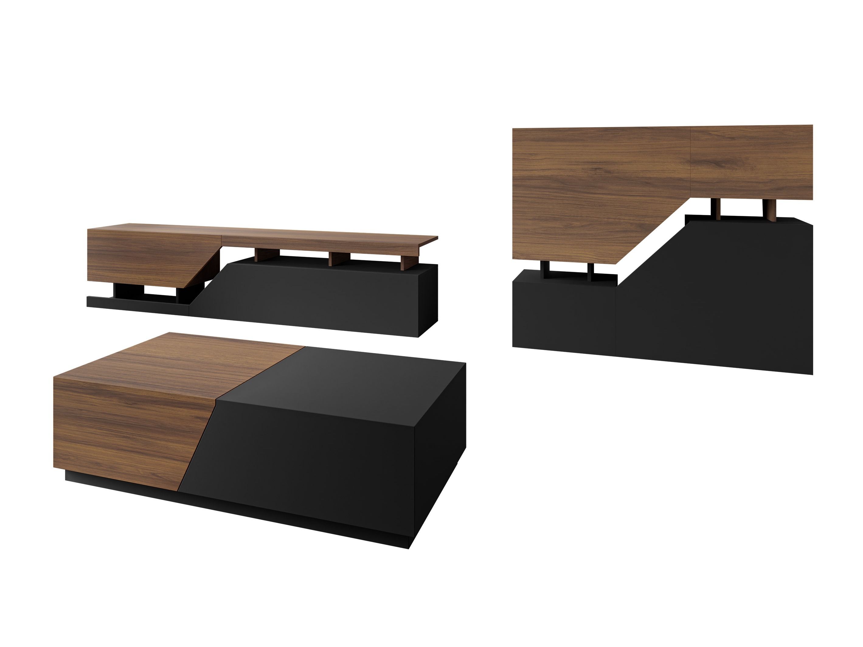 Set de living Comfivo Daldune II (Nuc + Negru)
