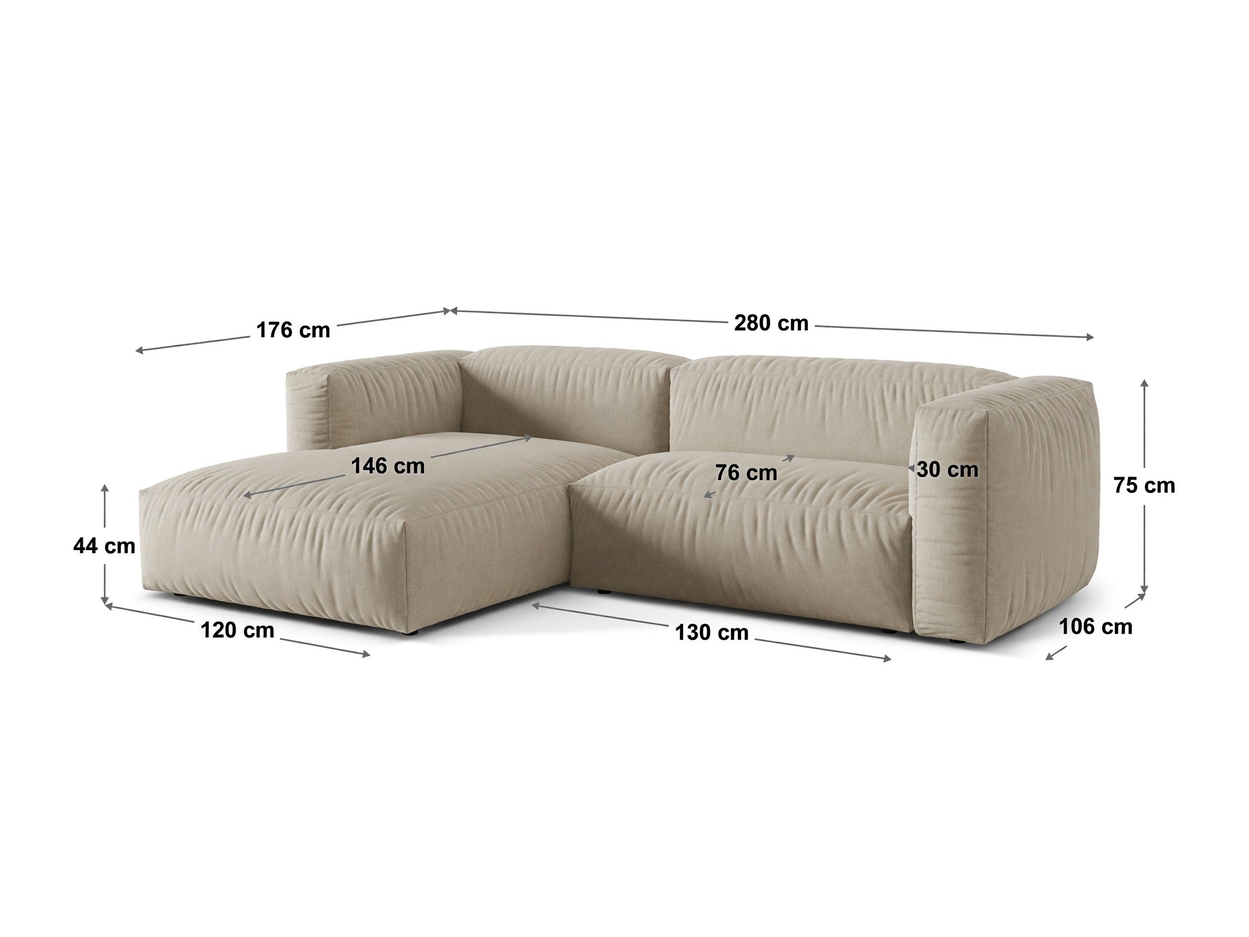 Colțar modular Sorcoro 105 (Boston Black)