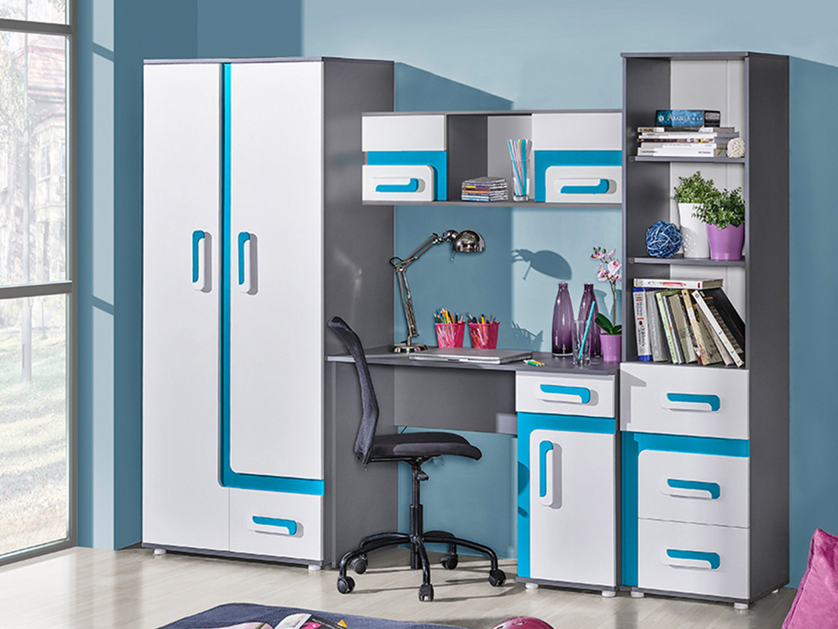 Set pentru camera copiilor Levtala 120 (Antracit + Alb + Turcoaz)