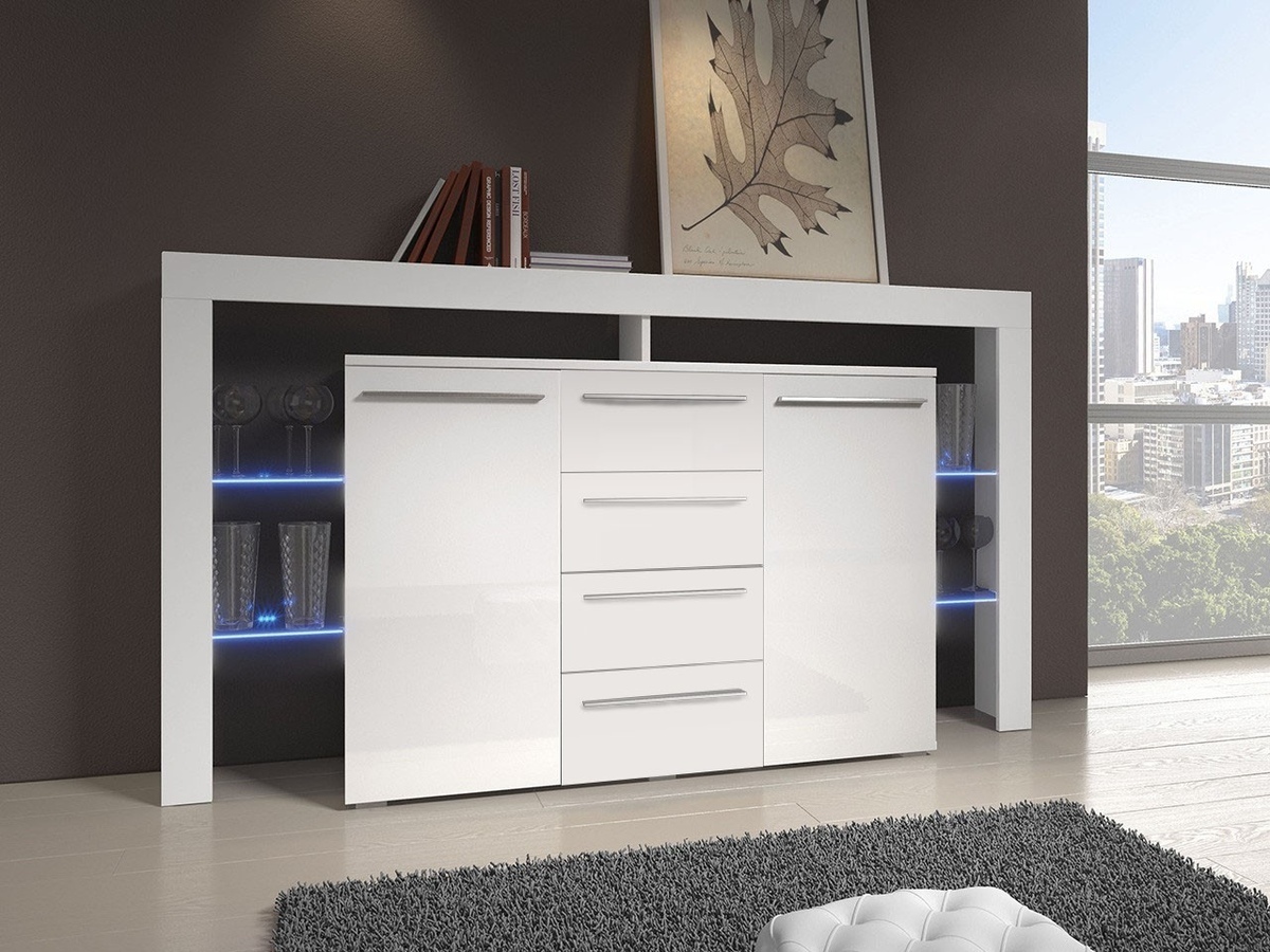 Comodă Nashville 106 (Alb + Alb lucios)